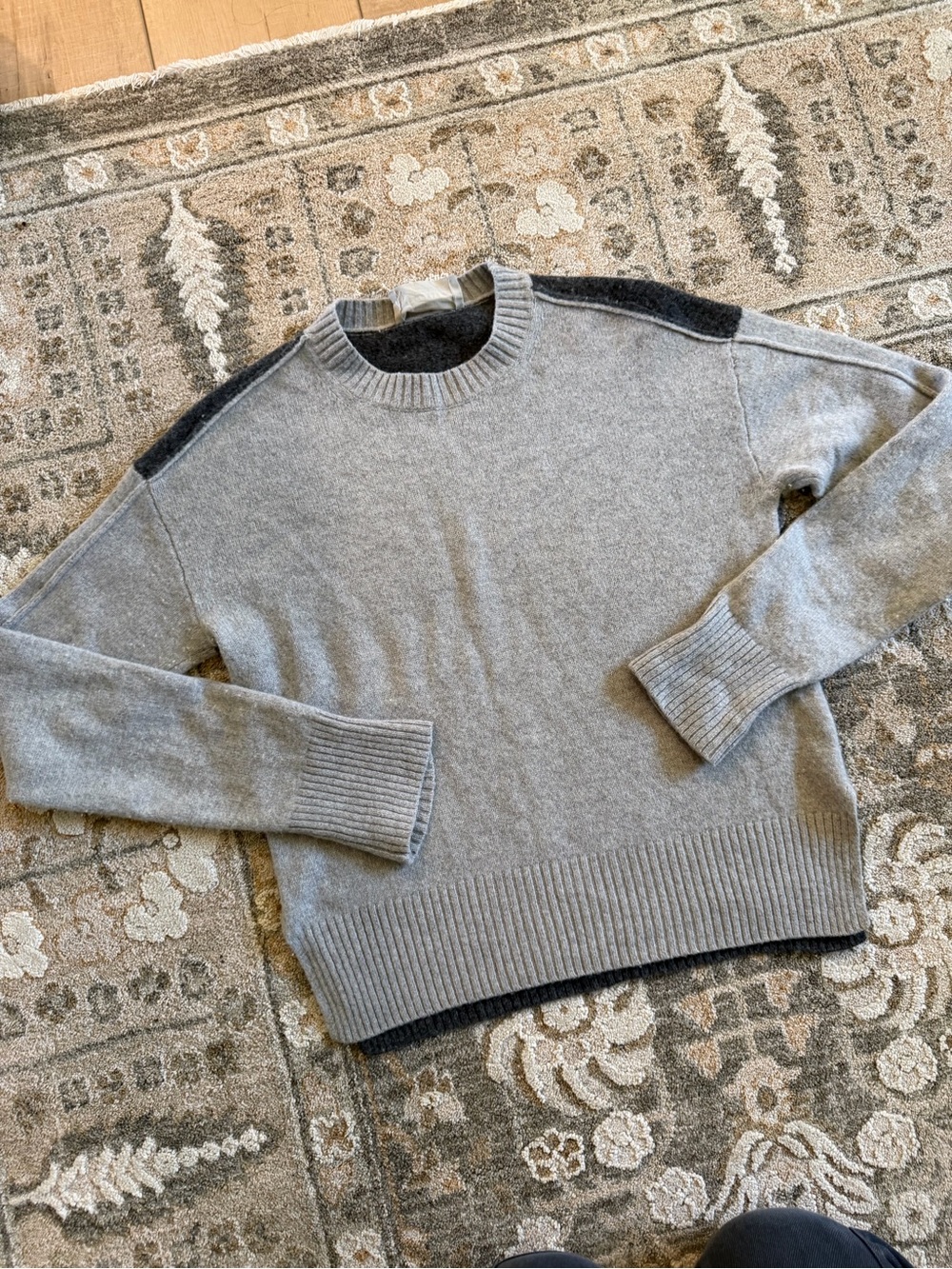 Everlane Grey Crewneck Sweater with Dark Shoulder Panels